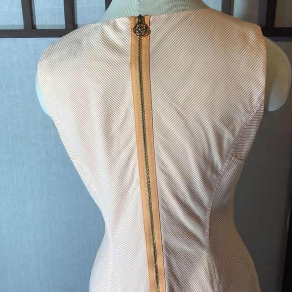 Antonio Melani sz 6 orange and white pinstripe dress/fully lined/exposed zipper - Picture 11 of 16